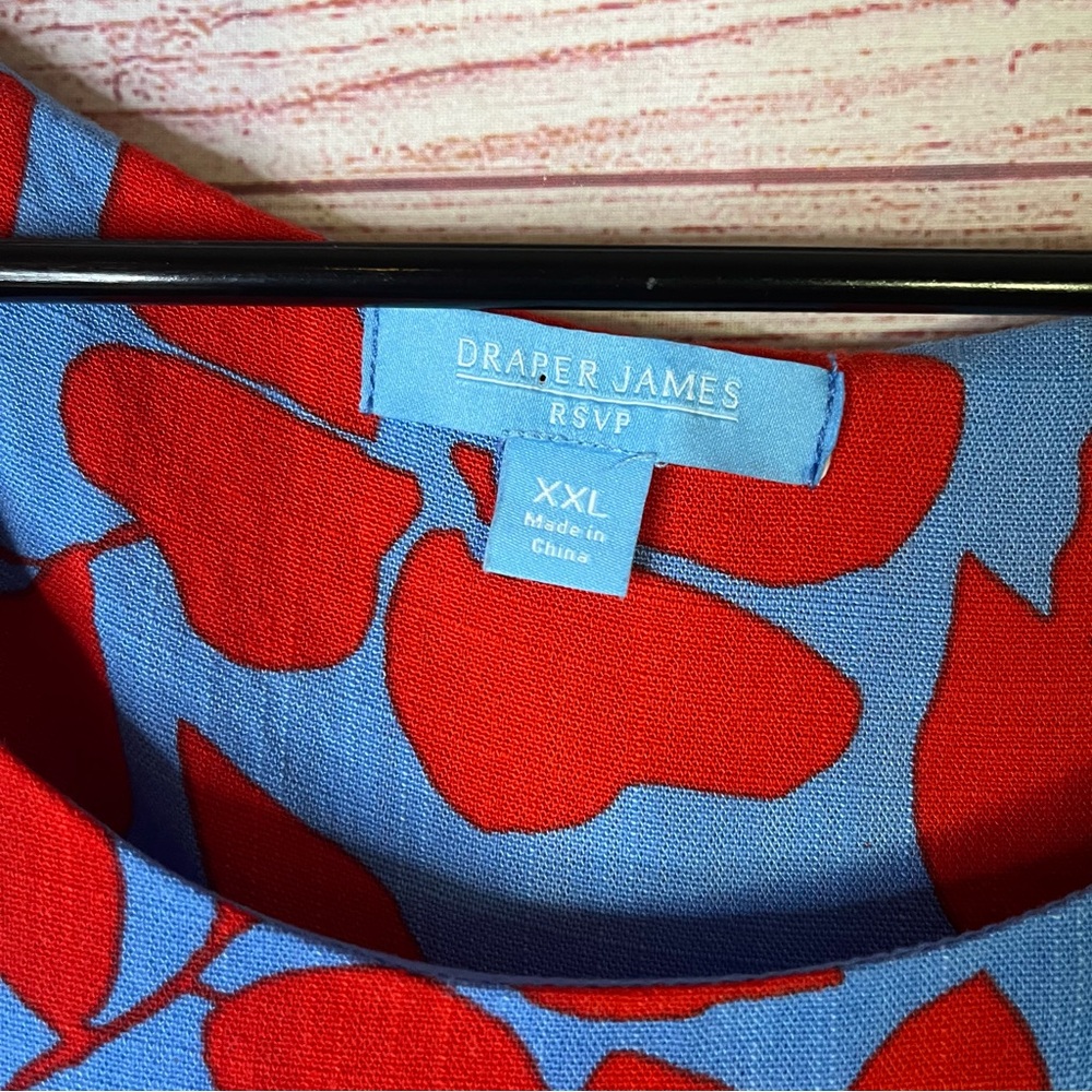 Draper James RSVP Blue Red Button Side Tank Top‎ Size XXL - Picture 2 of 5